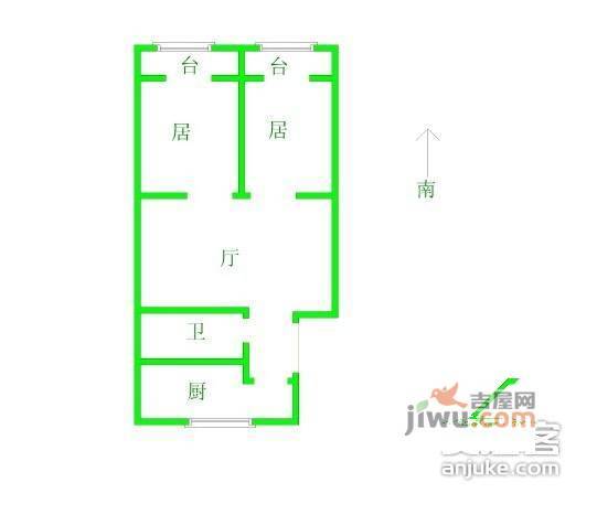 新华西美林公馆2室1厅1卫86㎡户型图