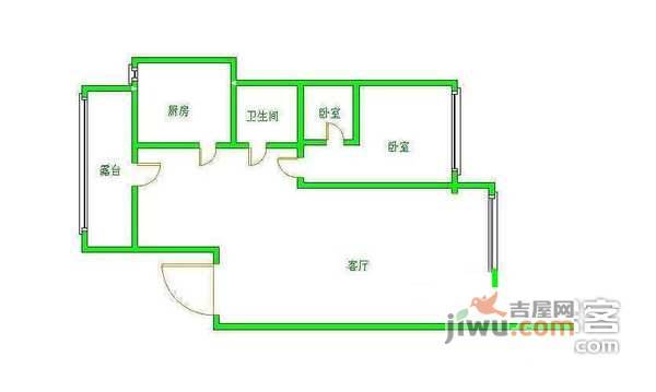 新华西美林公馆2室1厅1卫86㎡户型图