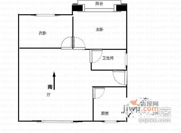 桃花岛城市花园2室2厅1卫99㎡户型图