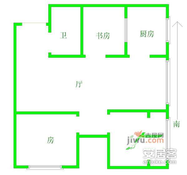 桃花岛城市花园3室2厅1卫133㎡户型图