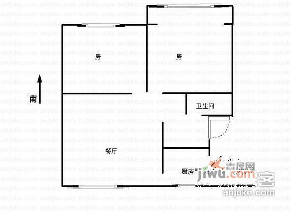 香江花园一二期2室2厅1卫114㎡户型图