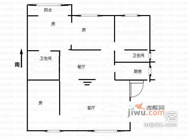 香江花园一二期4室2厅2卫189㎡户型图