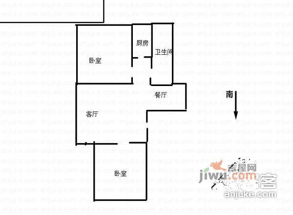 金色雅园金源苑2室2厅1卫93㎡户型图