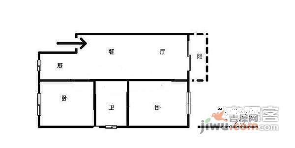 日月华庭2室1厅1卫75㎡户型图