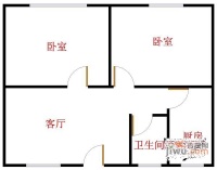 武锅社区2室1厅1卫87㎡户型图
