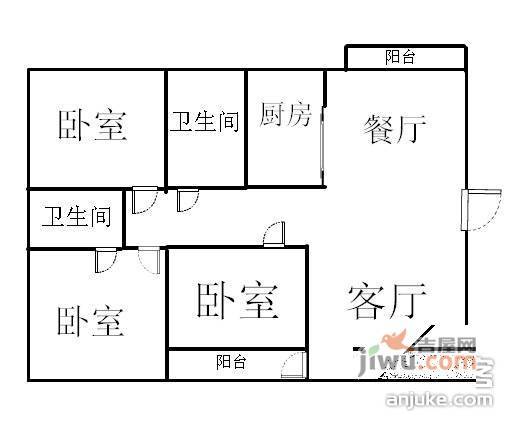 中大长江紫都3室2厅2卫135㎡户型图