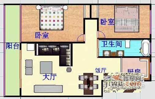 晋合世家2室2厅1卫94㎡户型图