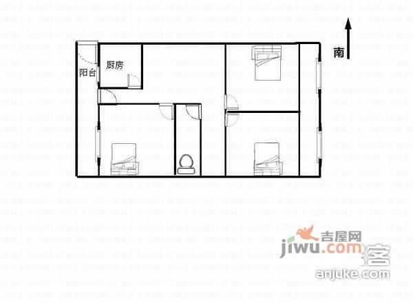 崇仁小区3室1厅1卫84㎡户型图