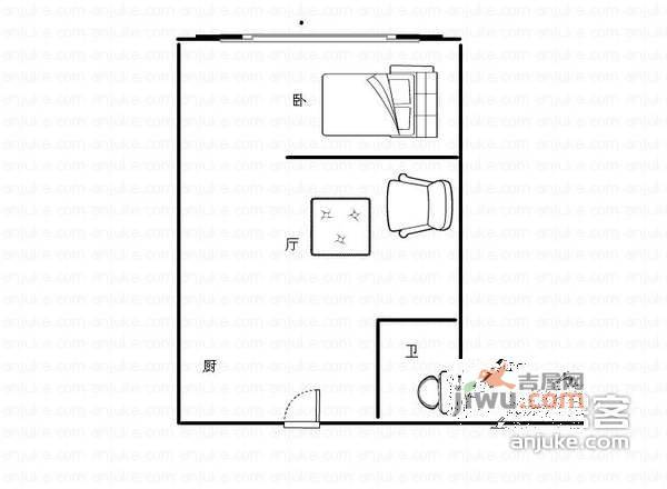 俊华雅苑1室1厅1卫58㎡户型图