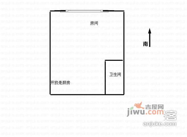 俊华雅苑1室0厅1卫44㎡户型图