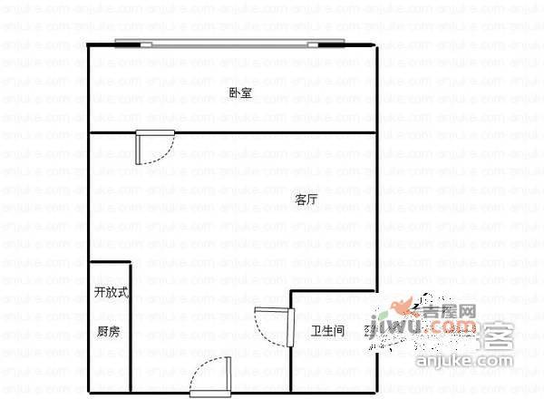 俊华雅苑1室1厅1卫58㎡户型图