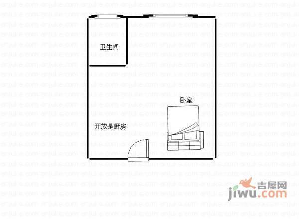 俊华雅苑1室0厅1卫44㎡户型图