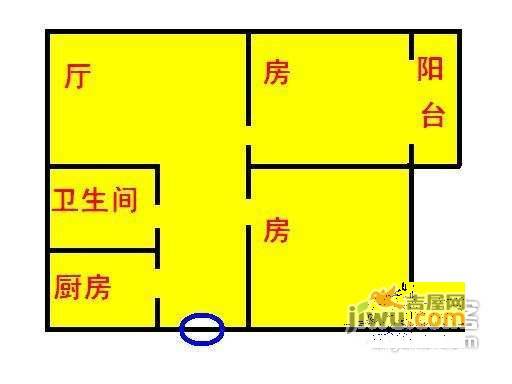 格格屋2室1厅1卫87㎡户型图