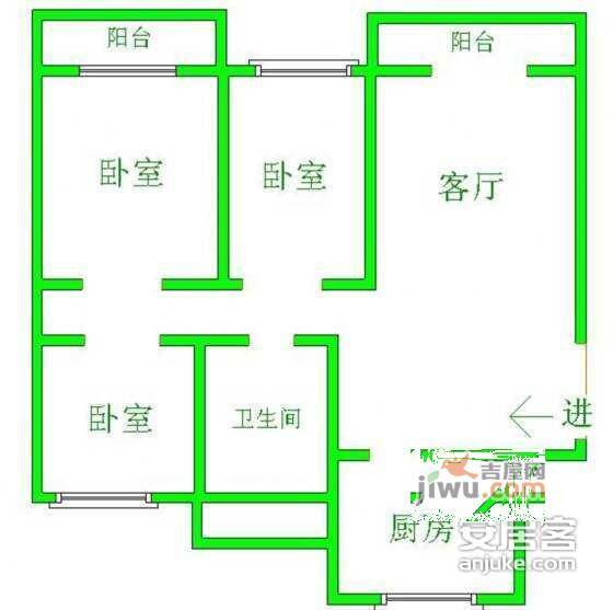 南国明珠3室2厅1卫138㎡户型图