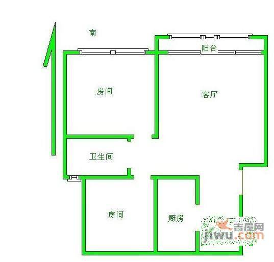 南国明珠2室2厅1卫92㎡户型图