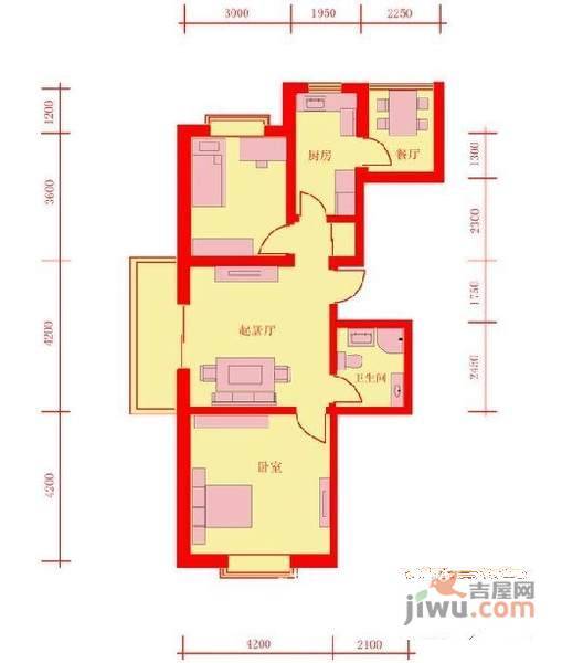 南国明珠2室1厅1卫户型图