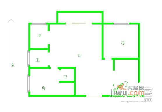 新世界汇豪邸2室2厅2卫126㎡户型图