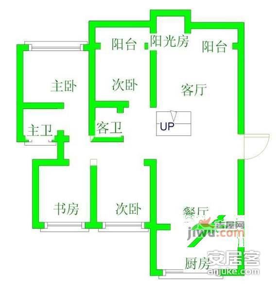 汀香水榭3室2厅2卫135㎡户型图