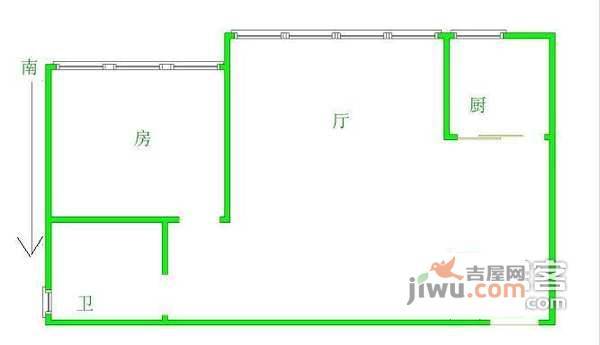 五里汉城1室1厅1卫56㎡户型图