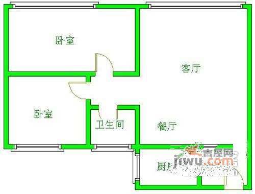 五里汉城2室2厅1卫88㎡户型图