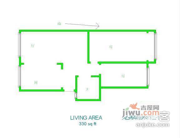 秦园居2室2厅1卫108㎡户型图