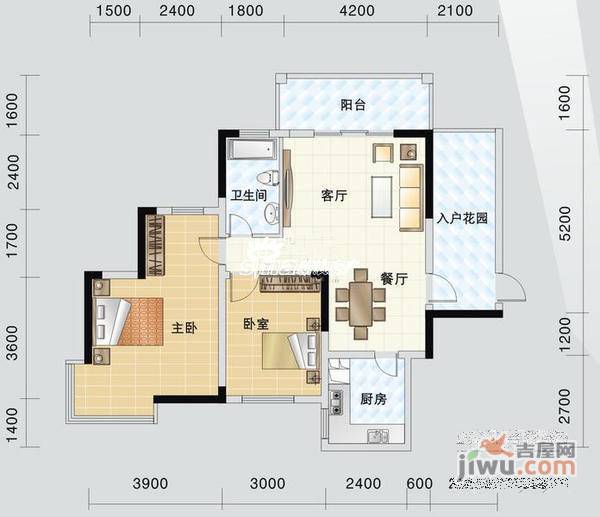 金地阳光城2室2厅1卫227㎡户型图