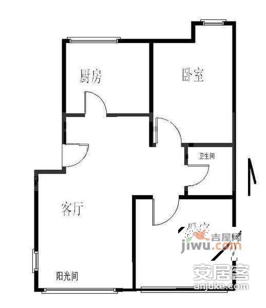 滨湖春天2室2厅1卫94㎡户型图