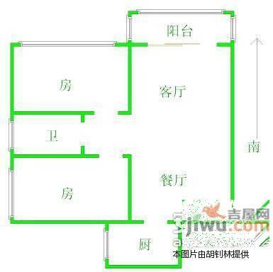 御景名苑2室2厅1卫110㎡户型图