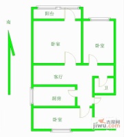 风景OFFICE2室1厅1卫户型图