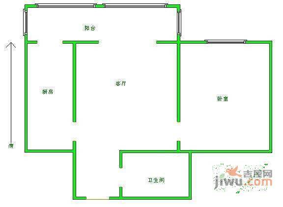 龙跃花园1室1厅1卫户型图