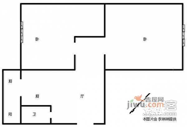 兴隆南里2室1厅1卫42㎡户型图