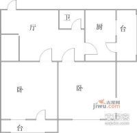 地环里2室1厅1卫51㎡户型图