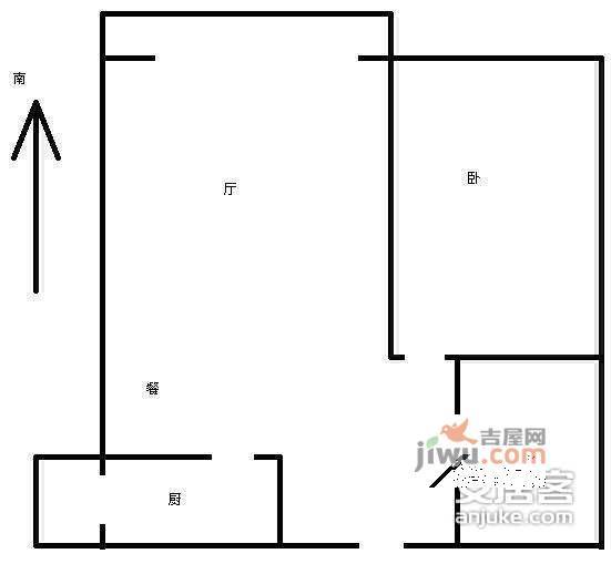 城市之光星光园1室1厅1卫87㎡户型图