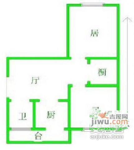 欣迁里2室1厅1卫61㎡户型图