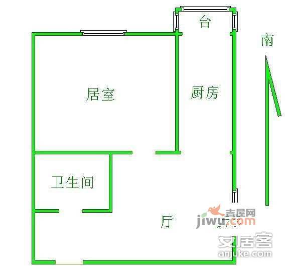 新春花苑1室1厅1卫66㎡户型图