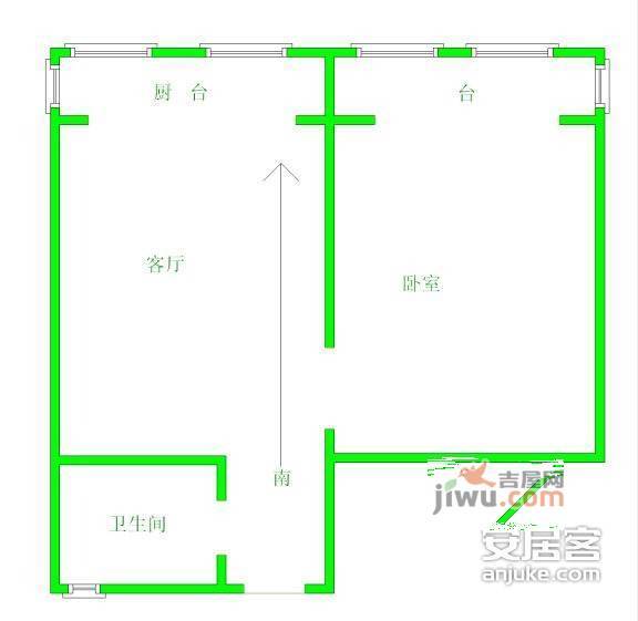 新春花苑1室1厅1卫66㎡户型图