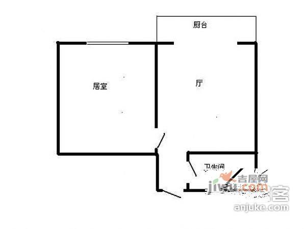 靖江里1室1厅1卫45㎡户型图