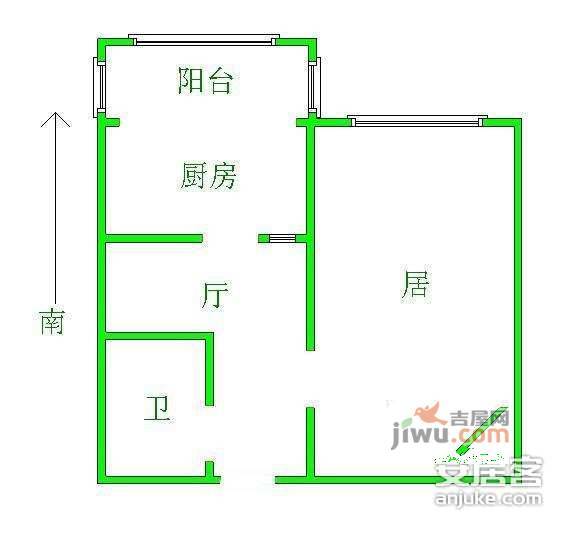 安定里1室1厅1卫51㎡户型图