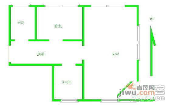 安定里2室1厅1卫53㎡户型图