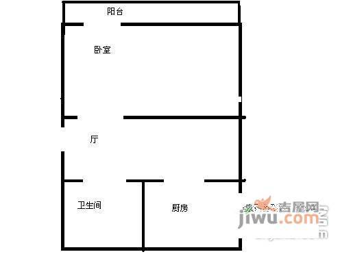 月华里1室1厅1卫48㎡户型图