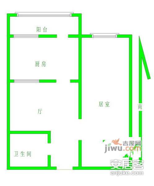 环秀西里1室1厅1卫39㎡户型图