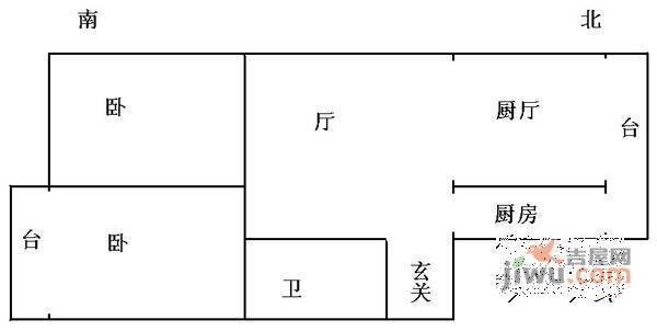 谊诚公寓2室2厅1卫104㎡户型图