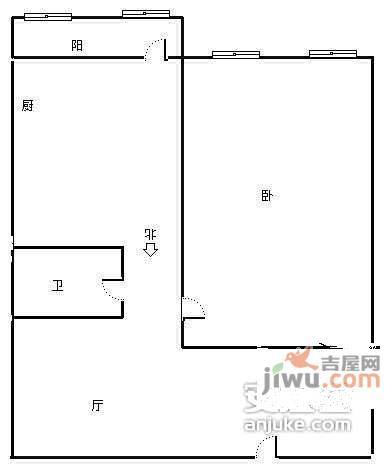 谊诚公寓1室1厅1卫58㎡户型图