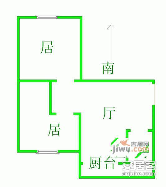 曲溪西里2室1厅1卫75㎡户型图