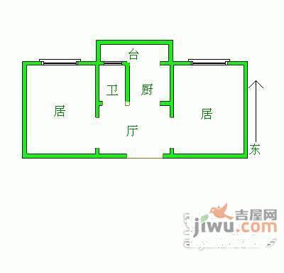 倚虹东里2室1厅1卫60㎡户型图