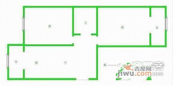 川江里2室1厅1卫70㎡户型图