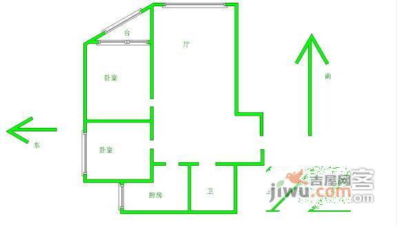 惠嘉公寓2室1厅1卫106㎡户型图