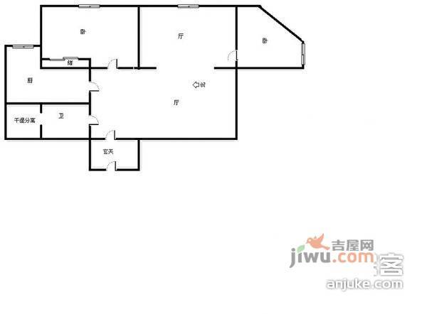 惠嘉公寓2室1厅1卫106㎡户型图