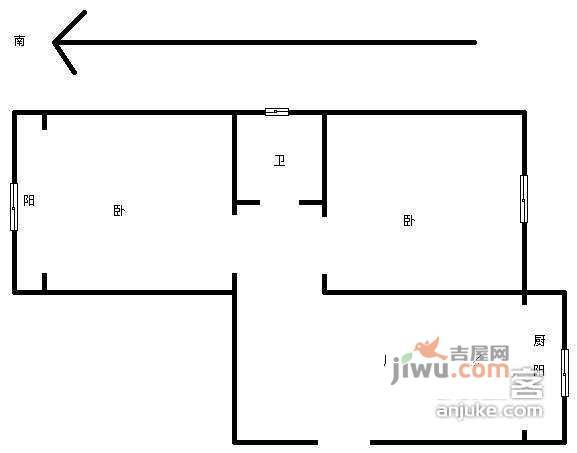 港云里2室1厅1卫户型图