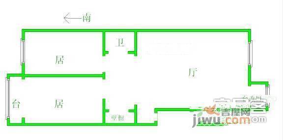 平山道2室1厅1卫92㎡户型图